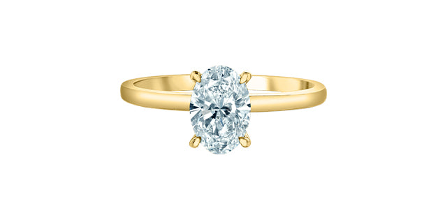 Solitaire oval avec collet serti