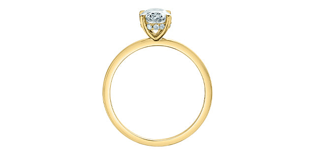 Solitaire oval avec collet serti