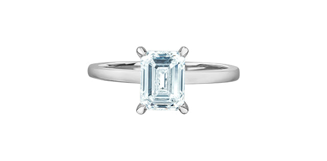 Solitaire emeraude collet serti 2 tons