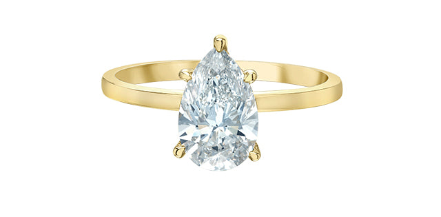 Solitaire poire collet serti
