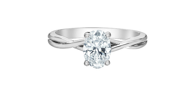 Solitaire oval jonc croisé