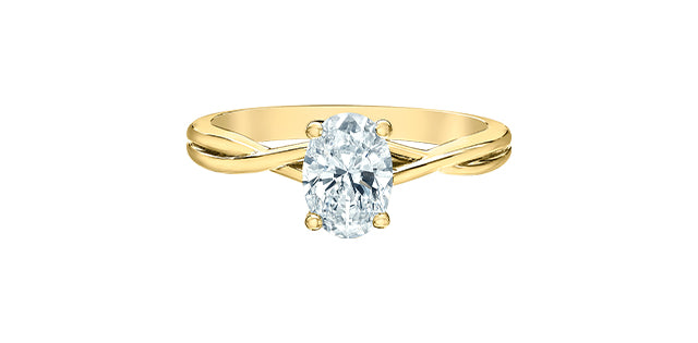 Solitaire oval jonc croisé