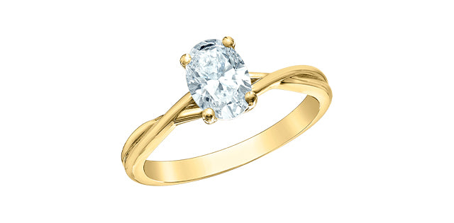 Solitaire oval jonc croisé