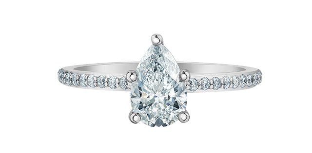 Solitaire Poire pavé