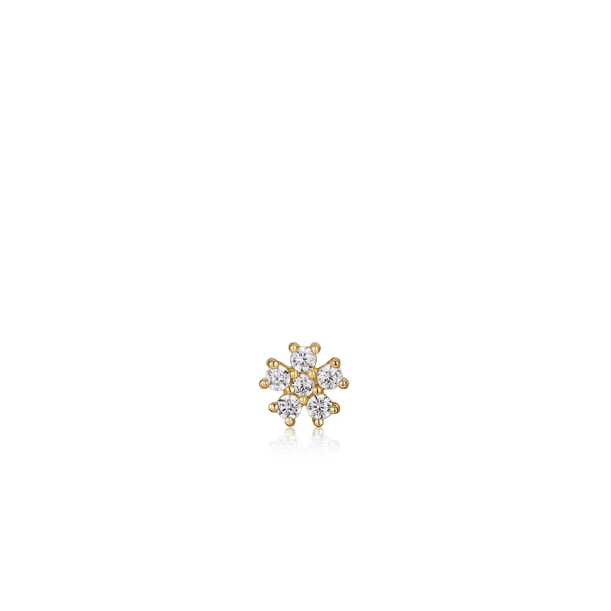 Boucle d'oreille simple dorées fleur scintillante E035-10G