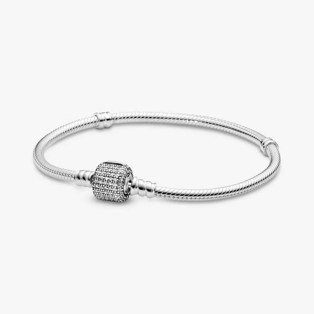 Bracelet à fermoir et à chaîne serpentine avec pavé scintillant Pandora Moments 590723CZ