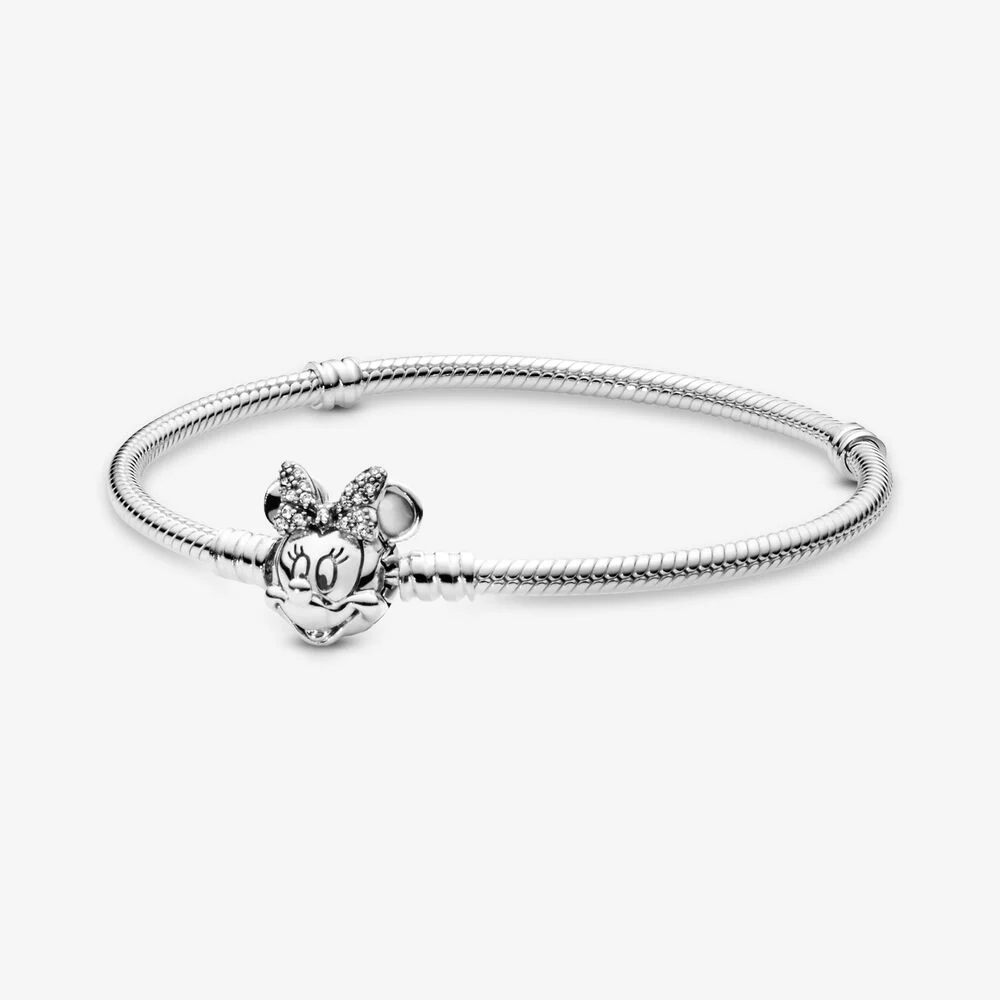 Bracelet à chaîne serpentine Pandora Moments à fermoir Minnie Mouse de Disney 597770CZ